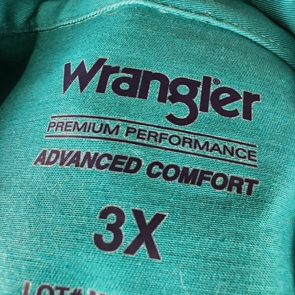 Wrangler Advanced Comfort Snap Front Shirt Embroidered Teal Green Size 3X - Picture 11 of 15